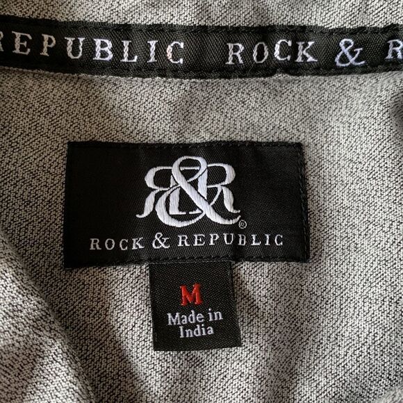 Rock & Republic gray button up mens size: medium - Picture 8 of 16